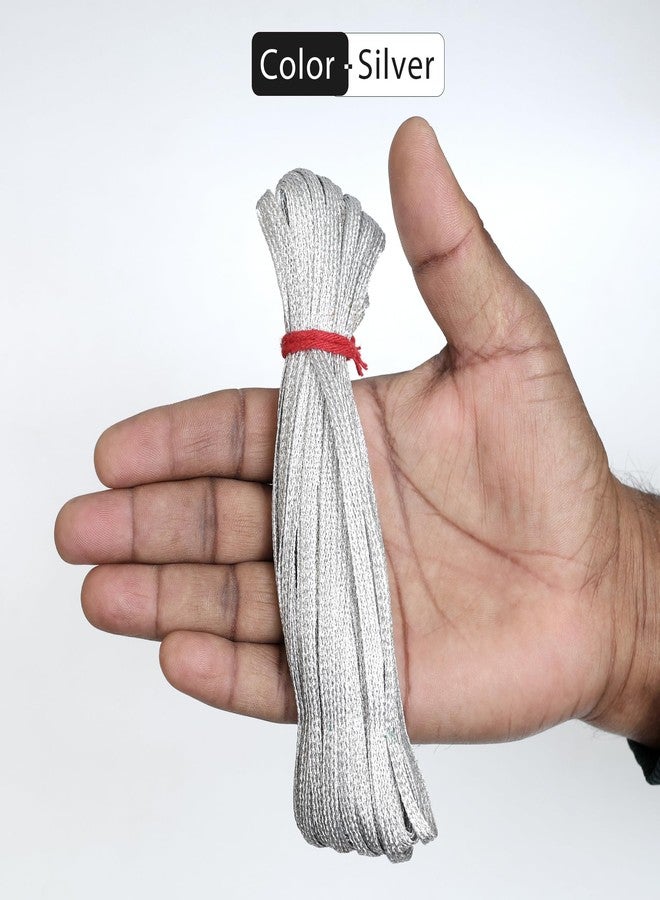 Embroiderymaterial Metallic Soutache Braided Cord for Embroidery and Craft Making, 5MM, 2 Rolls 30 Metre, Silver Color - Image 2